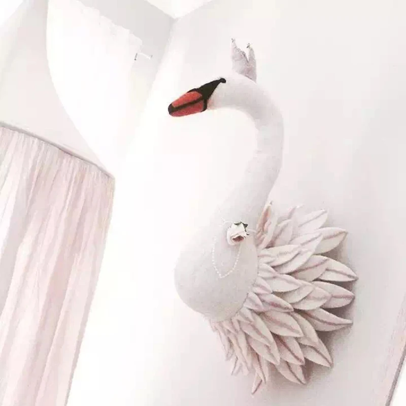 Décoration murale en forme de cygne, poupée en peluche faite à la main, jouets pour enfants, chambre de petite fille, cadeau d'anniversaire ou de mariage