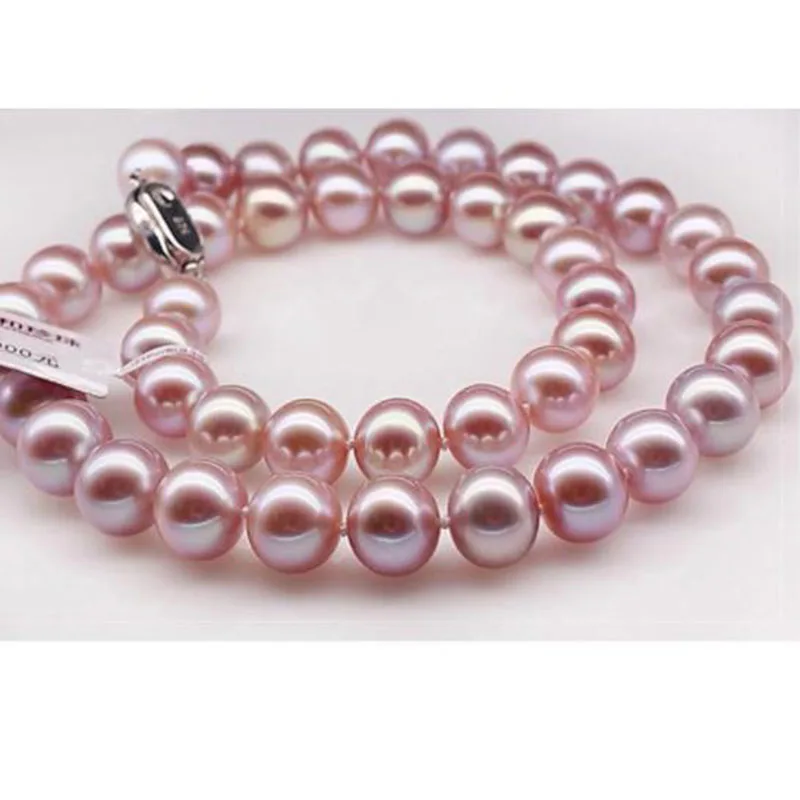 

elegant round south sea10-11mm lavender pearl necklace 18inch 925s