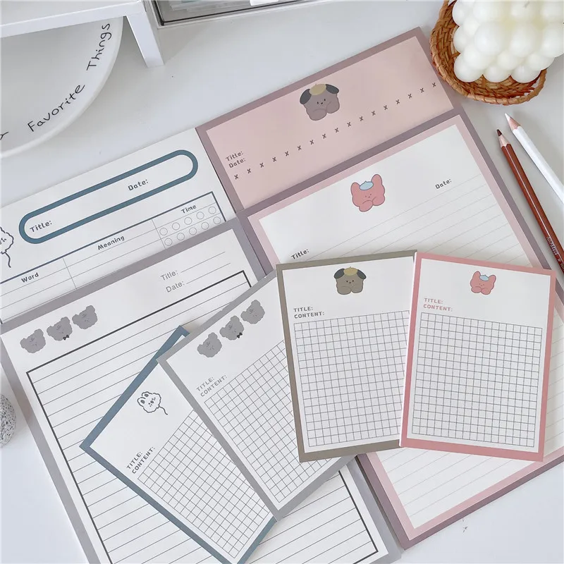 30 Sheets Kawaii Bear Grid Memo Pad Notes Paper Message Daily Weekly Check Planner To Do List Notepad Stationery School Supplies