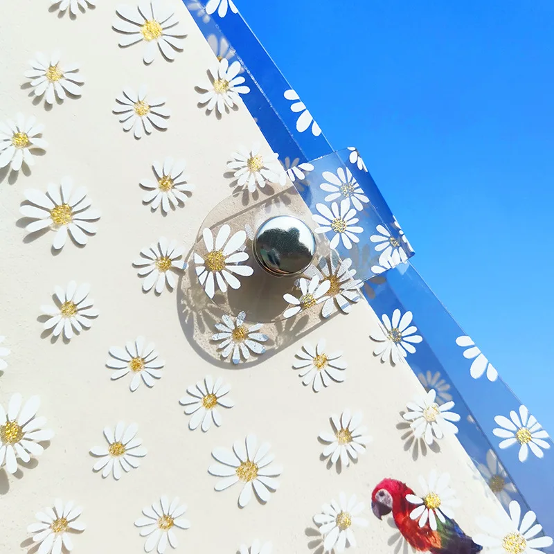 A6 Little Daisy Notebook Transparent 6 Rings Binder File Folder Loose Leaf Ring Binder Kawaii School Office Supplies