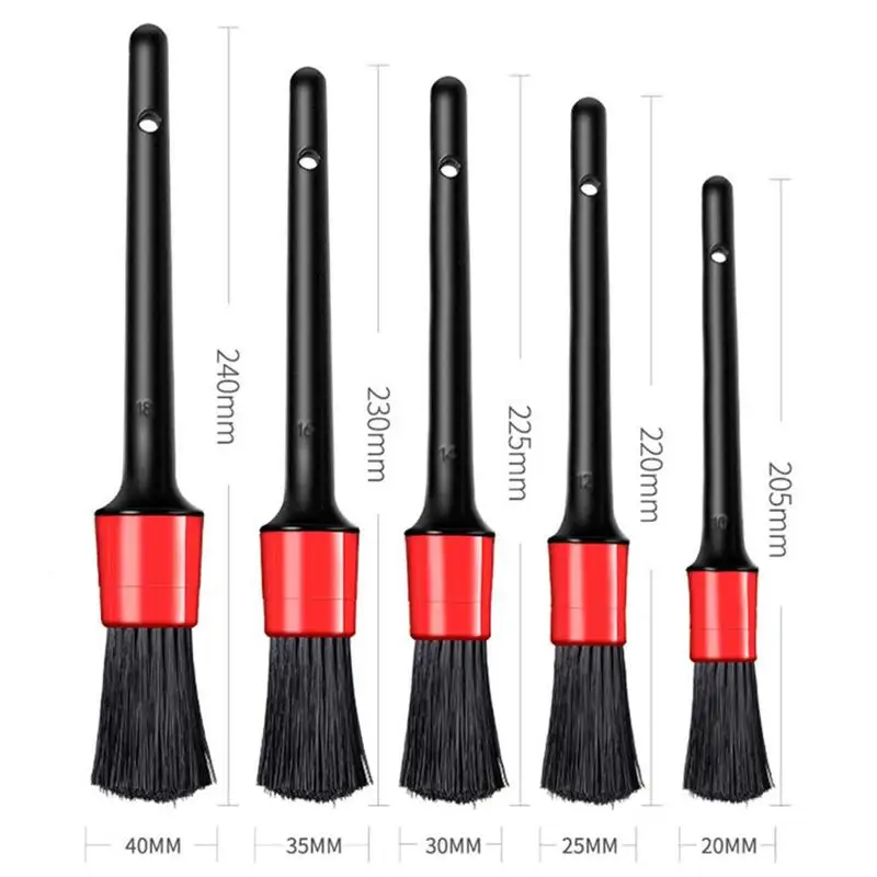 5PCS Car Detailing Brush Set Premium Fiber Multifunction Cleaning Brush For Cleaning Wheels Engine Interior Air Vents Wash Kit