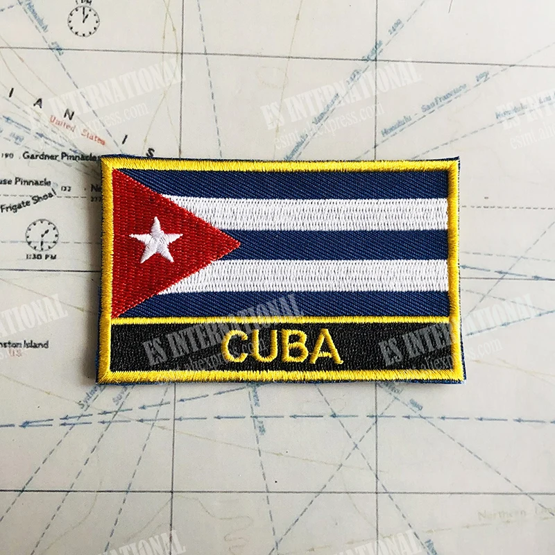 CUBA National Flag Embroidery Patches Badge Shield And Square Shape Pin One Set On The Cloth Armband Backpack Decoration Gifts