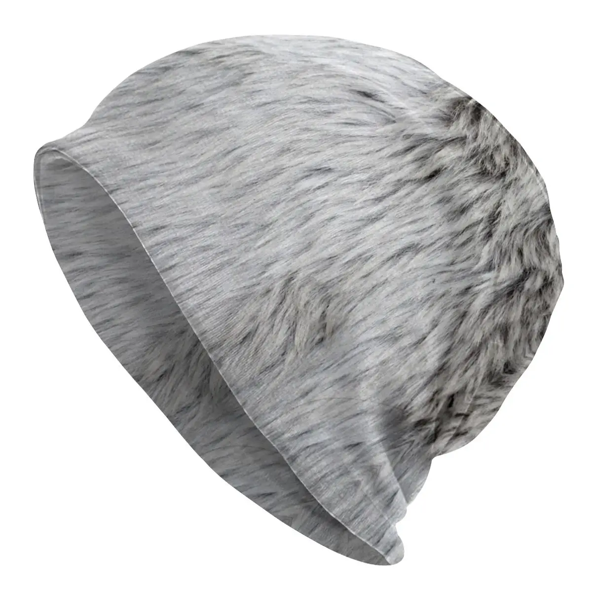 Grey Faux Fur Skullies Beanies Hat Cool Autumn Winter Outdoor Men Women Caps Adult Spring Warm Dual-use Bonnet Knitting Hats