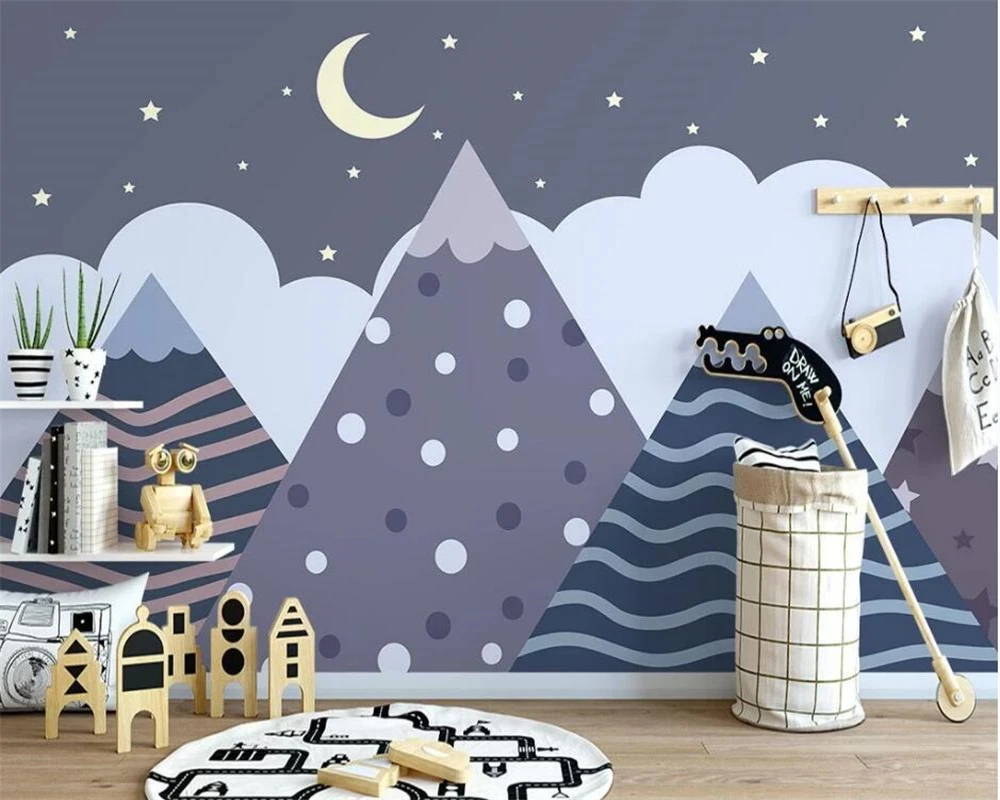 beibehang Customized modern boy girl child geometric mountain house bedroom living room background wallpaper papier peint