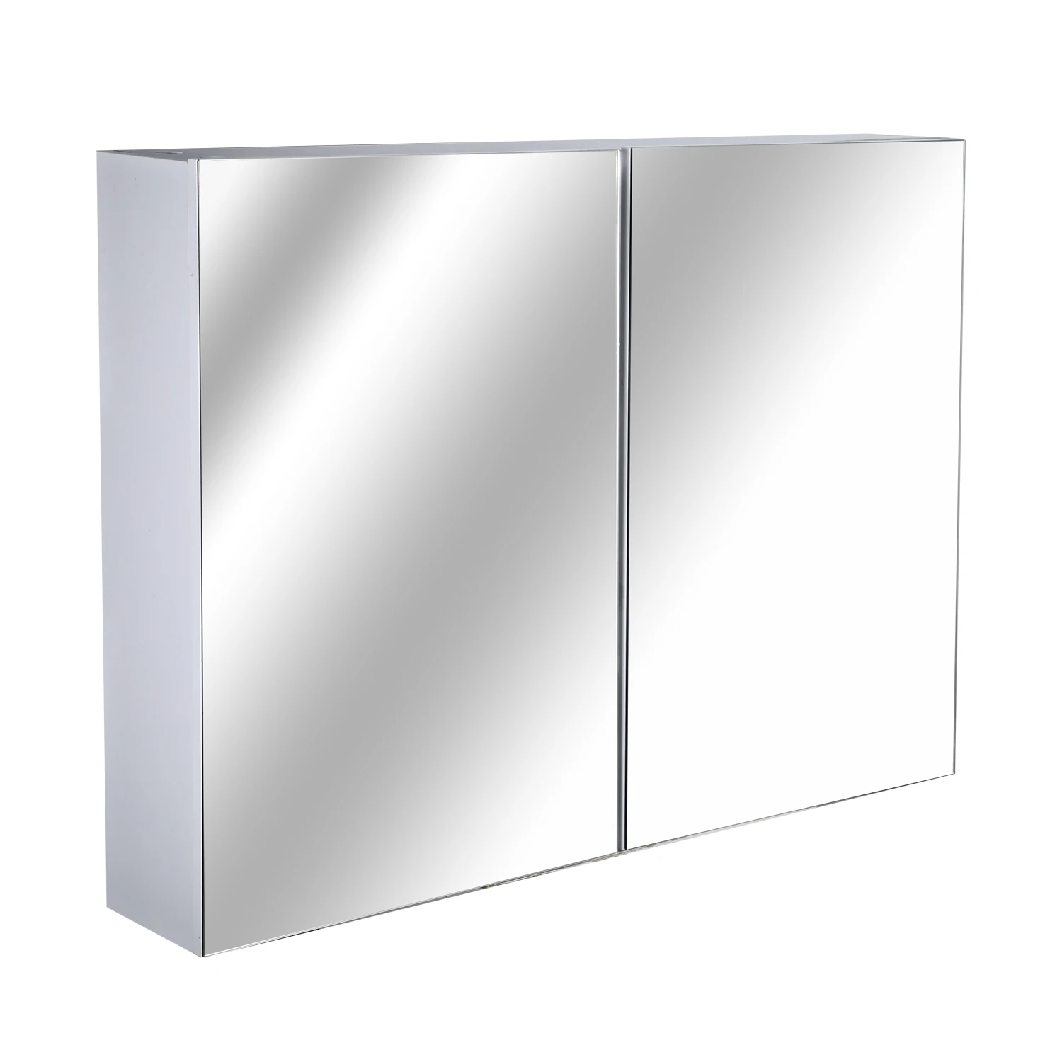 HOMCOM bathroom cabinet with mirror wall cabinet 2 doors with 3 interior shelves for bedroom living room 80x15x60 cm White