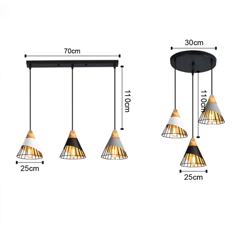 Lámpara Industrial moderna para Loft, luces colgantes de madera, nórdica, de hierro, para cocina, dormitorio y comedor