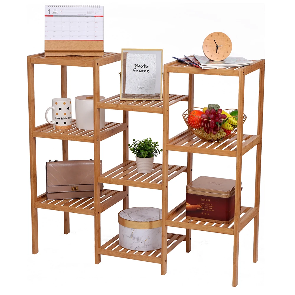 100% Bamboo High-Grade Plant Shelf Multi - Functional 9-Layer Shelf Flower Pot Shelf Display Shelf 96 * 90 * 33cm Natural