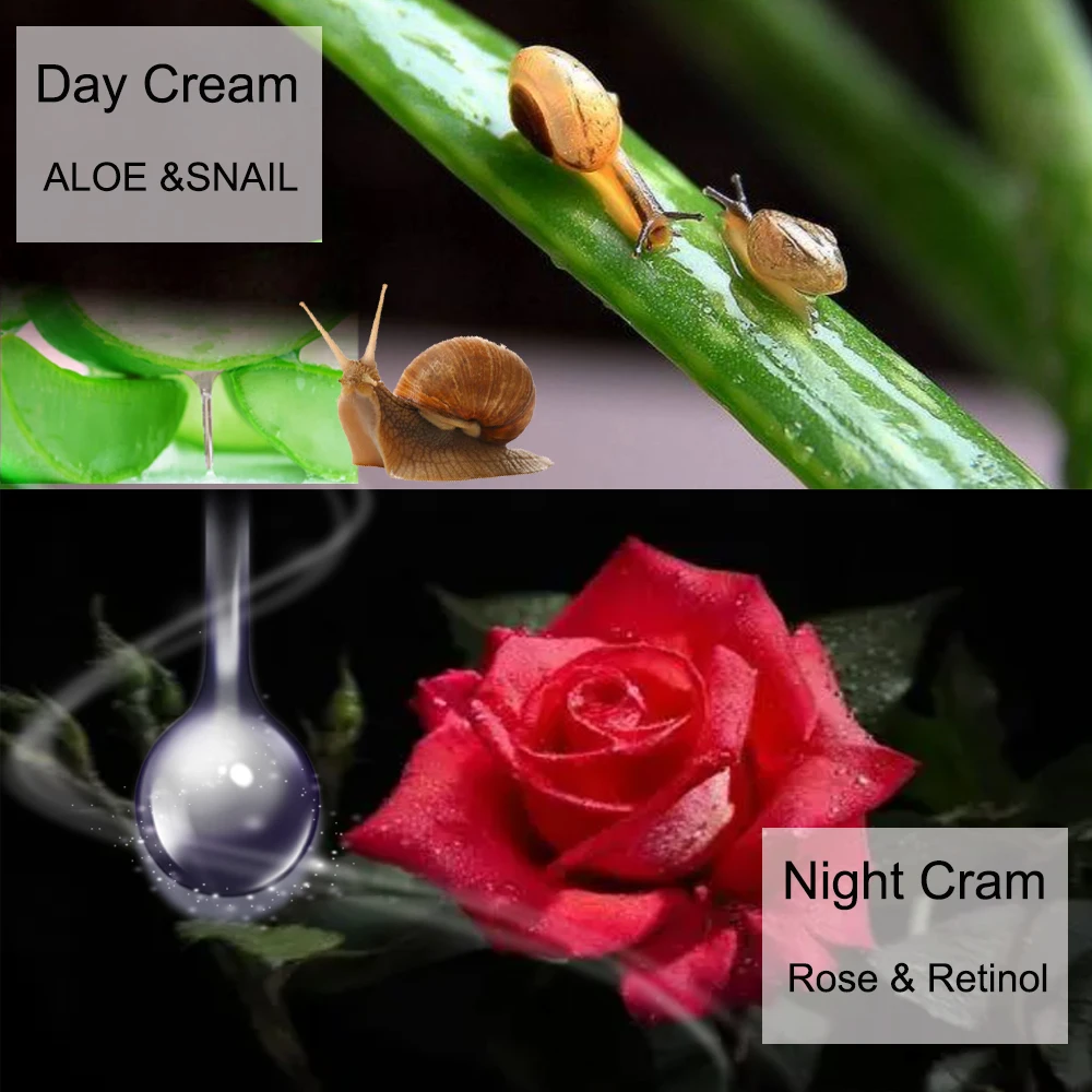 Aloe Snail Cream Retinol Day Night Face Serum Whitening Moisturizing Anti Wrinkle Aging Nourishing Skin Care Korean Cosmetics