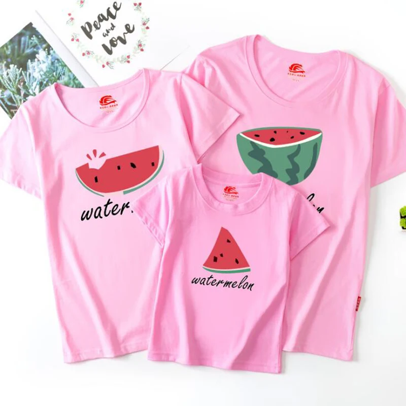 Family Look Mommy and Me Clothes Matching Summer Fruits Printing Family Clothing Mother Daughter Son Father Kids T-shirt