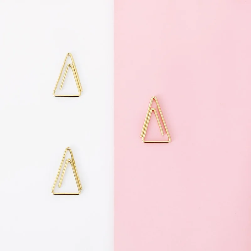 Gold Triangle Paper Clip Metal Pin Simple Modeling cute Stationery Paper Clips Planner Clip Cute Clip Paperclips Lot Clips Metal