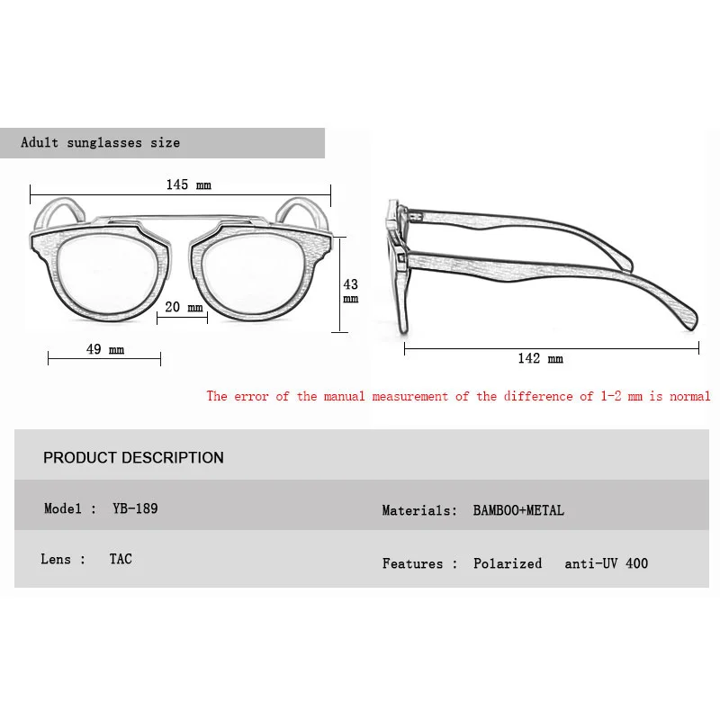 2020 High Quality Luxury Designer Sunglasses Men Driving sunglasses Polarized UV400 Bamboo Wood Sun Glasses Eyewear Dropshipping