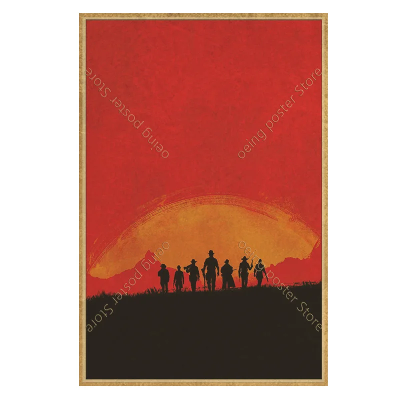 Red Dead Redemption 2 Game Poster Home Decor 40x60cm Retro Big KraftpaperStyle Wall Posters Vintage Internet Cafe Bar Decoration