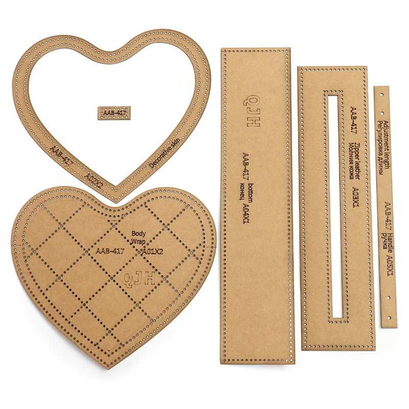 1 Set of DIY Kraft Paper Template Fashion Heart-shaped Clutch Bag Shoulder Messenger Bag Leather Craft Tool Sewing Pattern