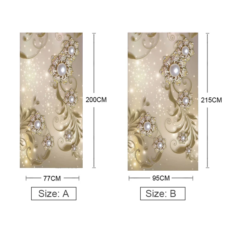DIY 3D European Pattern Jewelry Flowers Photo Wallpaper 3D Door Stickers PVC Self-adhesive Living Room Door Mural Wall Sticker