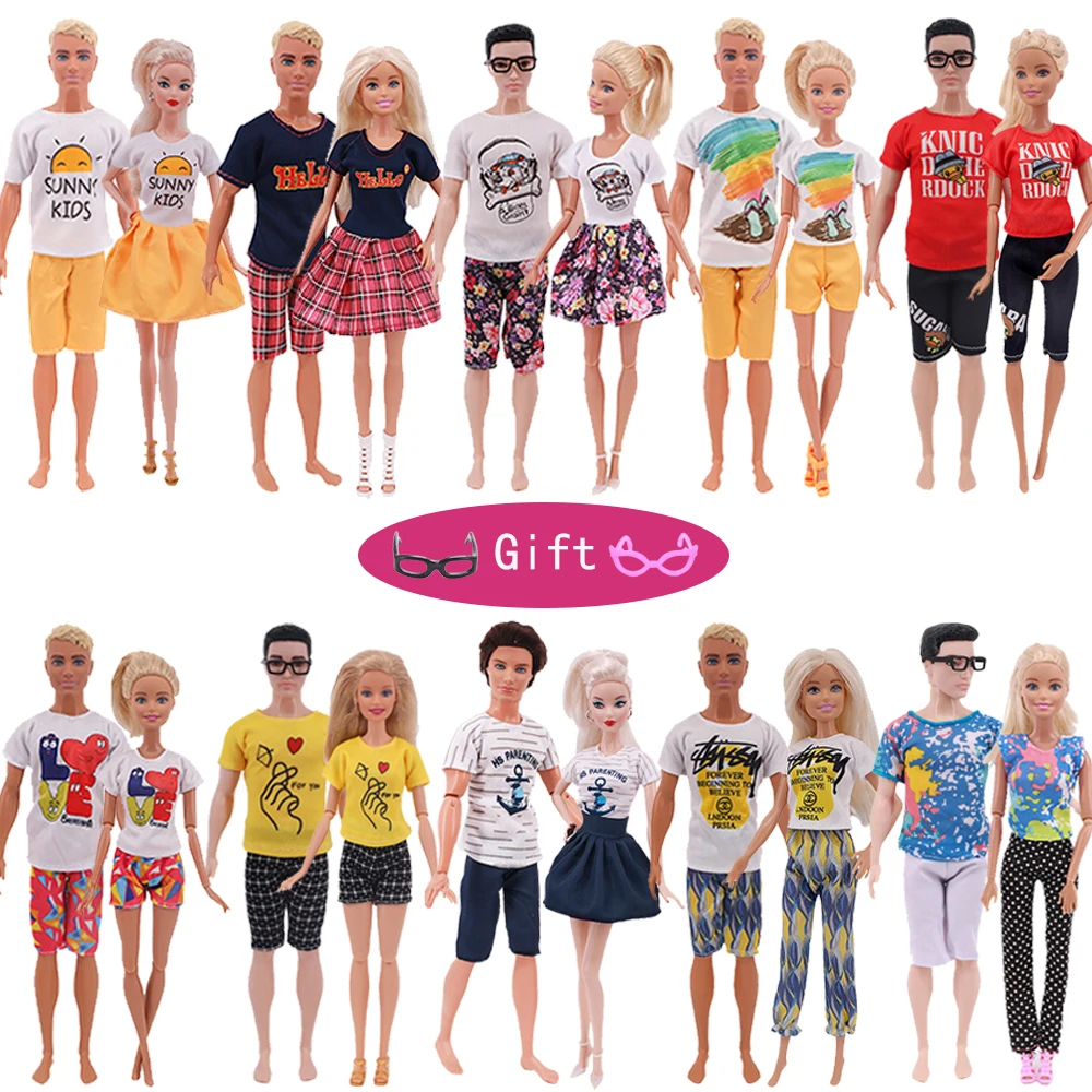 2PCS/Lot Barbies Doll Clothes Fashion Daily Handmade Dress Boy T-shirt Shorts For Ken Boy&11.8 Barbies Inch Doll and BJD Doll