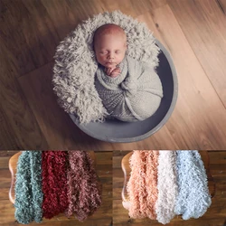 Newborn Photography Props Backdrop Faux Fur Striped Long Blanket Rug for Baby Bebe Shoot Studio Accessories Basket Stuffer