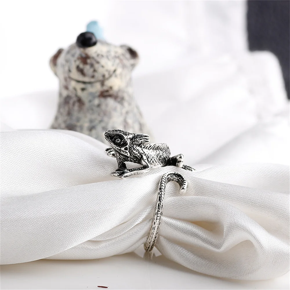 Retro Lizard Ring for Men Women Vintage Animal Adjustable Opening Finger Ring Party Jewelry Accessories Gift Gothic Decor