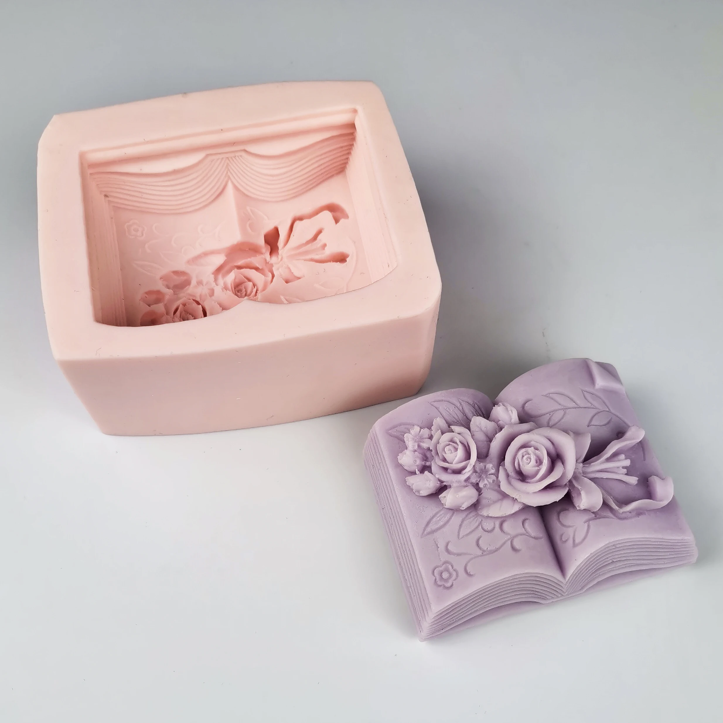 PRZY Soap Molds Fondant Soap Mould Silicone The Book Of Flowers And Roses Molds Handmade Mold Clay Resin Candle Mould