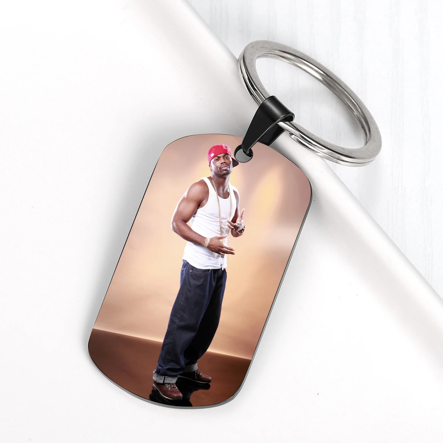 Personalized Photo Keychain Engraved Stainless Steel Custom DIY Dog Tag Photograph Key Chain Anniversary ,Father's Day Gifts