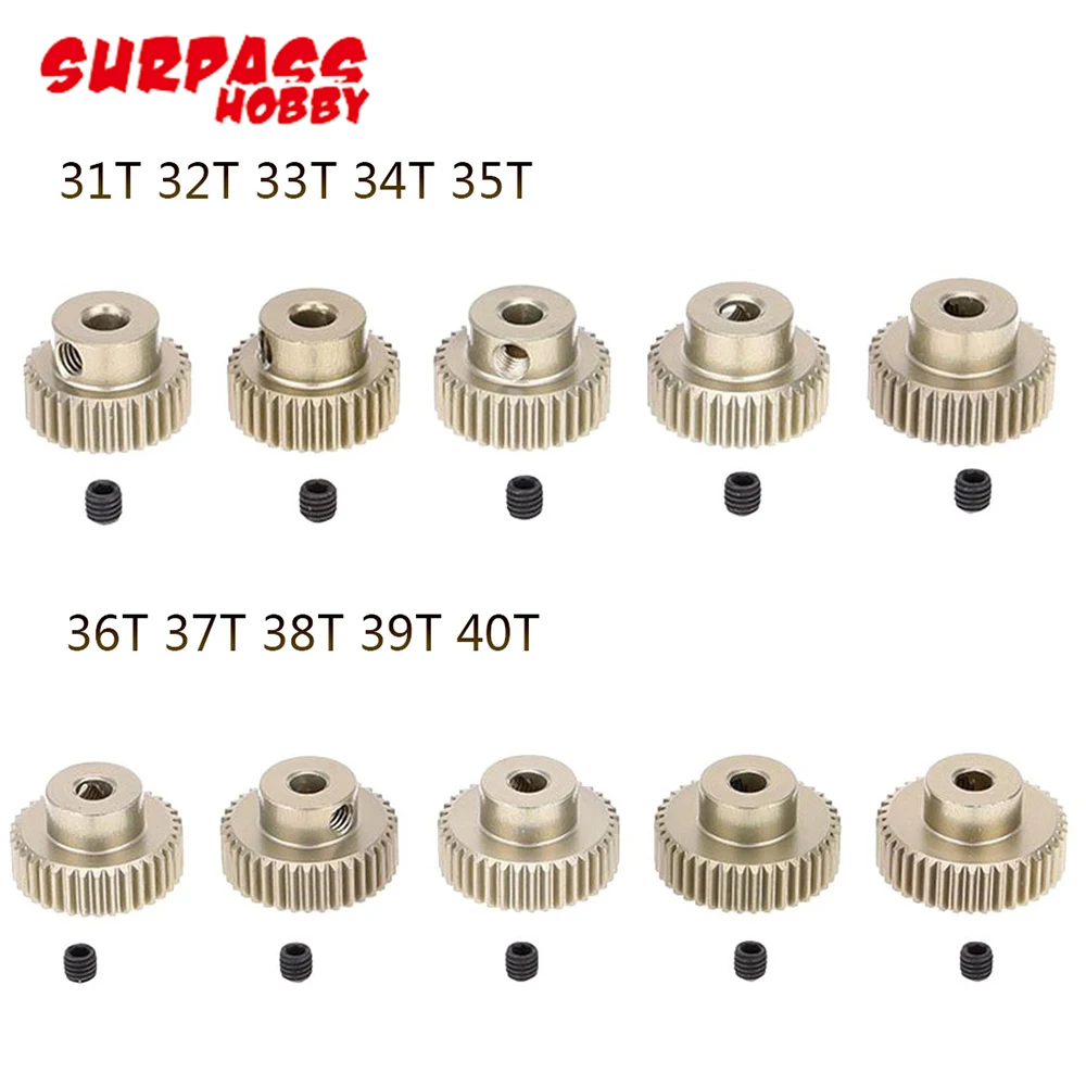 Pignone, 5 pz/lotto SURPASSHOBBY 64DP 3.175mm 21T-25T/26T-30T/31T-35T/36T-40T/41T-45T/46T-50 ingranaggio motore pignone T per auto 1/10 RC