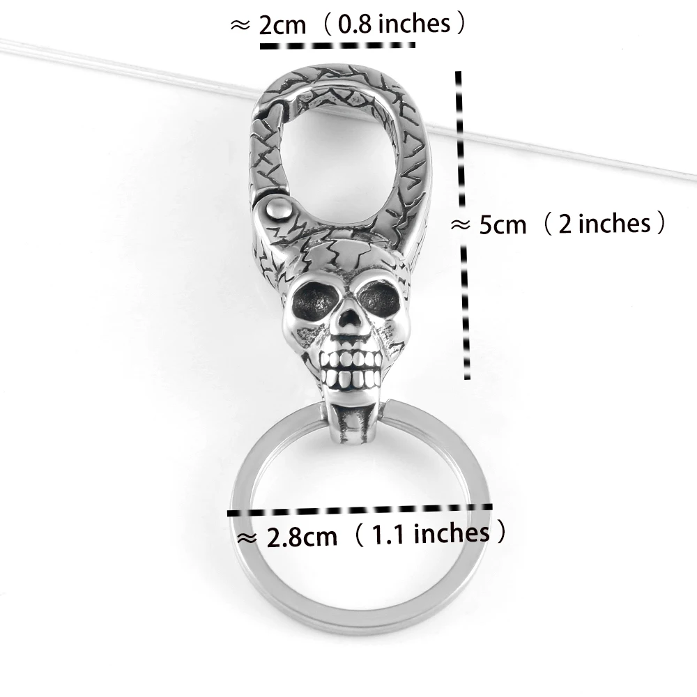 OMKAIMING 2021 Fashion 304 Stainless Steel Skull Style Keychain For Men Women Creative Key Holder Rings Portable Accessory