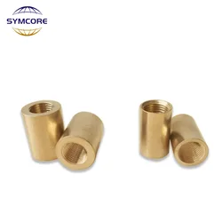 2pcs M10 Pure Brass Straight Pipe With Inner Teeth Brass Pipe Joint Lighting Joint Extension Pendant Lamp Connector Copper Parts