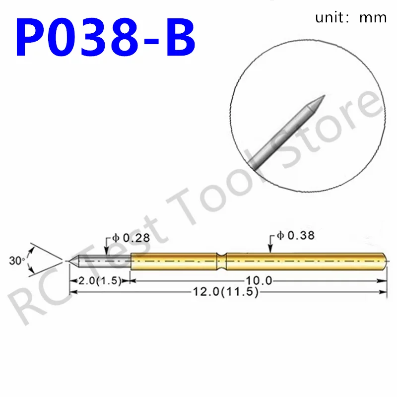 

20/100PCS P038-B Spring Test Probe Pogo Pin Needle Sleeve Probe Sleeve Length 12mm Needle Spring Test Pin Needle Probe P038-B1