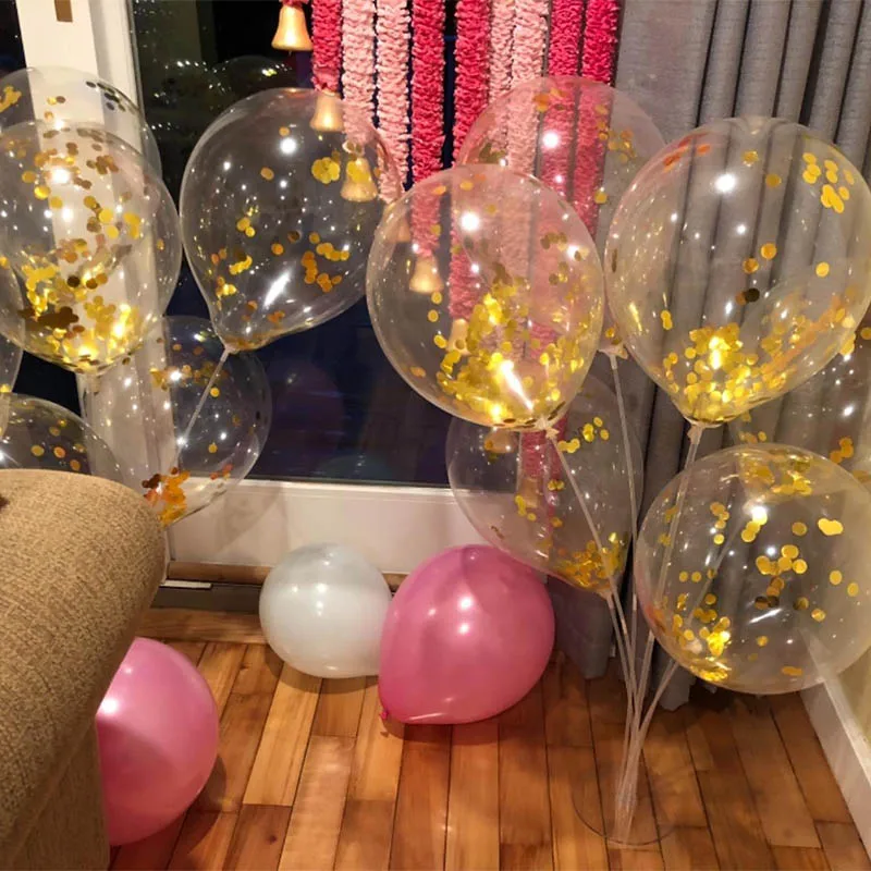 Ballons en latex avec confettis dorés pour fête préChristophe, 5/10/15/20/25 pièces, 12 pouces