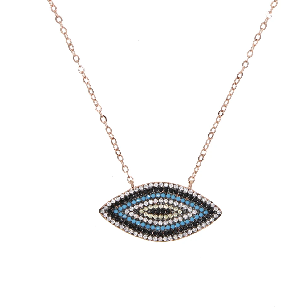 Beautiful 3 Color Statement Necklaces For Women  Fatima Eye Hand two tone Pendants eye shape charm Jewelry Maxi Accessories