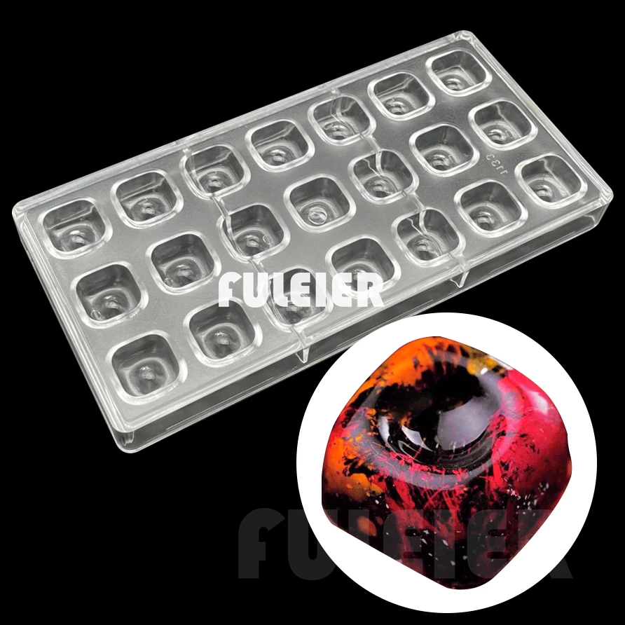 3D Square Polycarbonate Chocolate Mould Baking BonBon Candy Mold For Chocolate Pastry Tools Tray Moulds