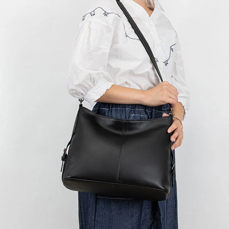 Hobo Bag, Female Leather Messenger Bag, 100% Real Cow Skin, Women\'s Genuine Leather Shoulder Bag, Cross body Bag, A530