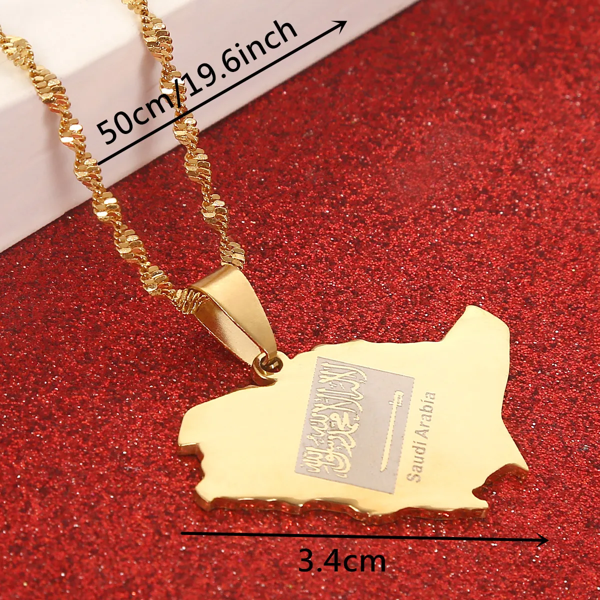 Stainless Steel Saudi Arabia Map Flag Pendant Necklace Kingdom of Saudi Arabia Map Chain  Jewelry