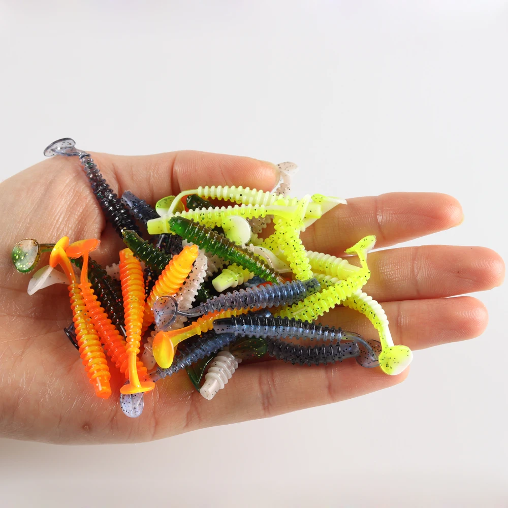 Nowy 10 sztuk miękka przynęta silikonowe przynęty towarów dla wędkarzy 8g 50mm Swimbait Wobblers sztuczne Tackle łosoś pstrąg Bass offset hook
