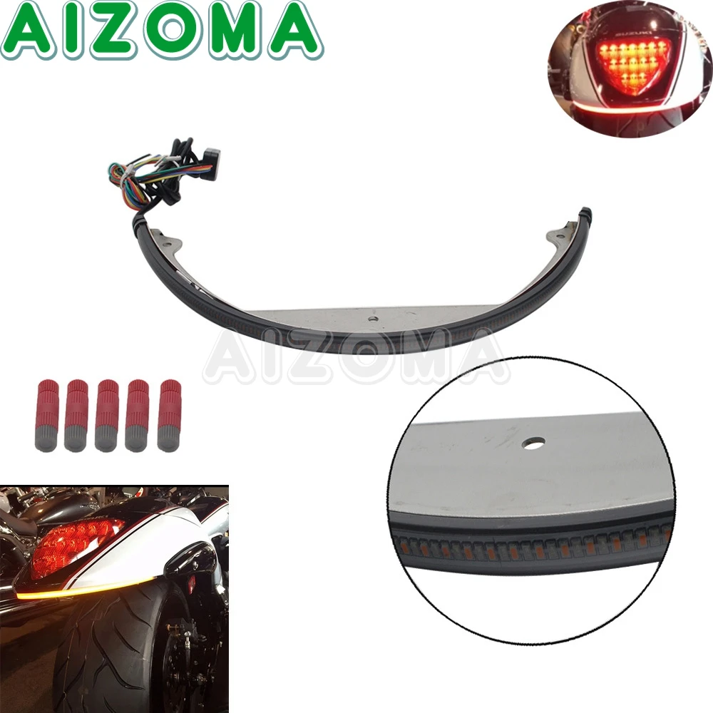 

For 2006-Up Suzuki M109R M9 Amber Red LED Fender Light Bar Kit Sequential Switchback Flowing Rear Turn Signal Brake Taillight