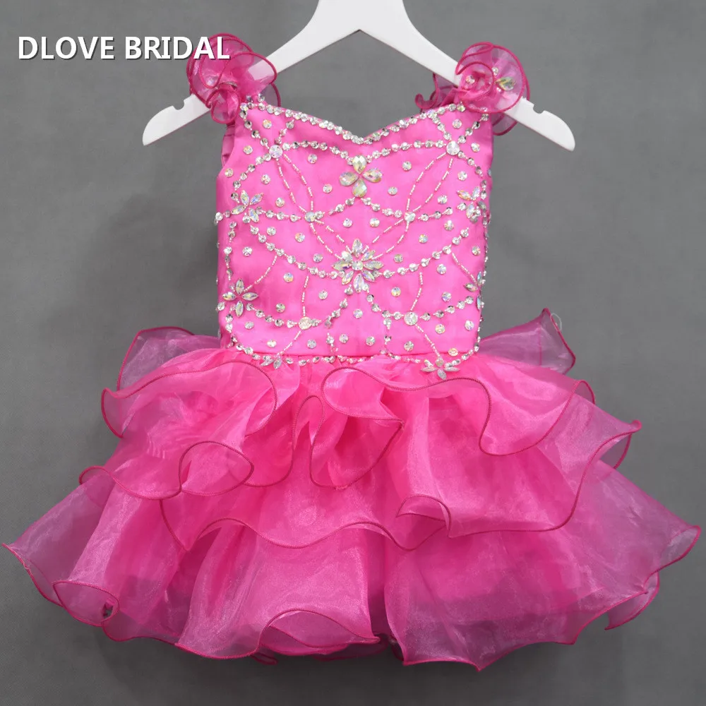 Leuke Fuchsia Organza Bloem Meisje Pageant Jurken Crystal Avondfeest Vestidos De Gala Lange Kinderen Baljurk Meisjes Jurk