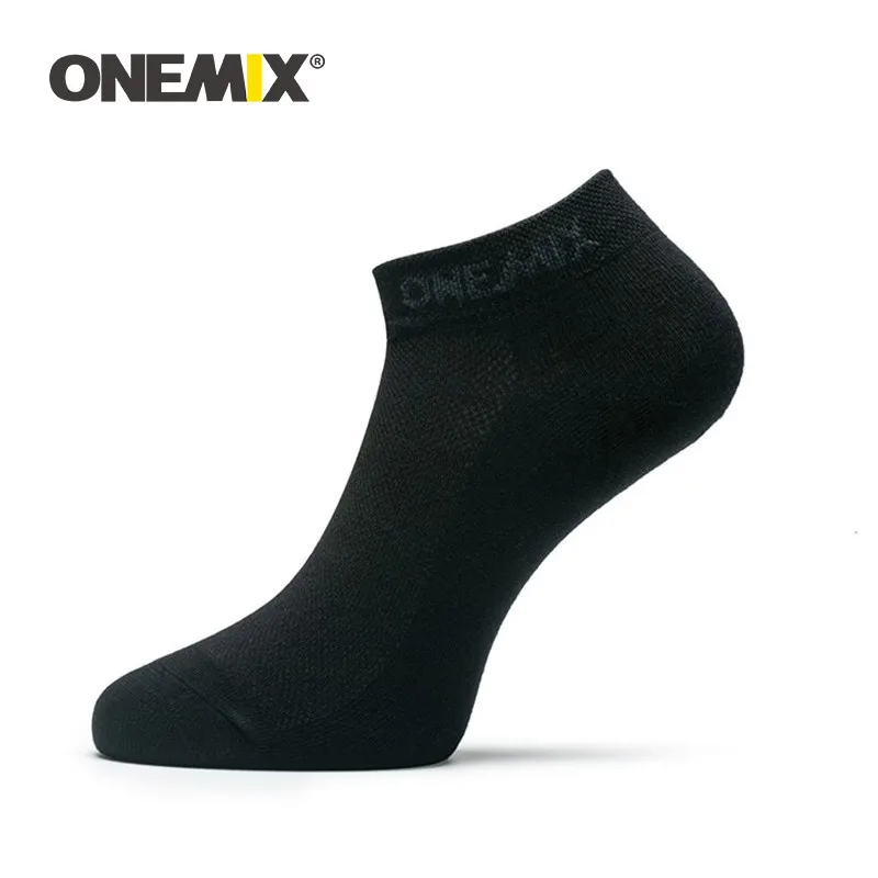 Onemix Brand 6 Pairs Men\'s Running Socks Cotton Cushion Breathable Outdoor Sports Walking Climbing Hiking Crew Dress Black Socks