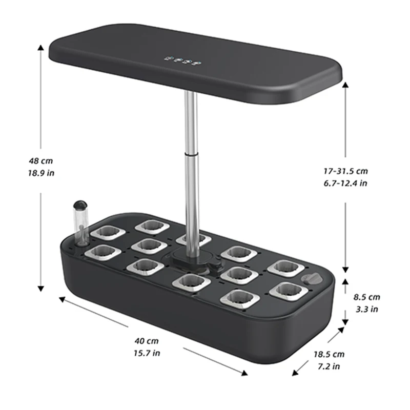 Sistema di coltivazione idroponica 12 baccelli Kit da giardino per erbe da interno temporizzazione automatica luci di coltivazione a LED pompa