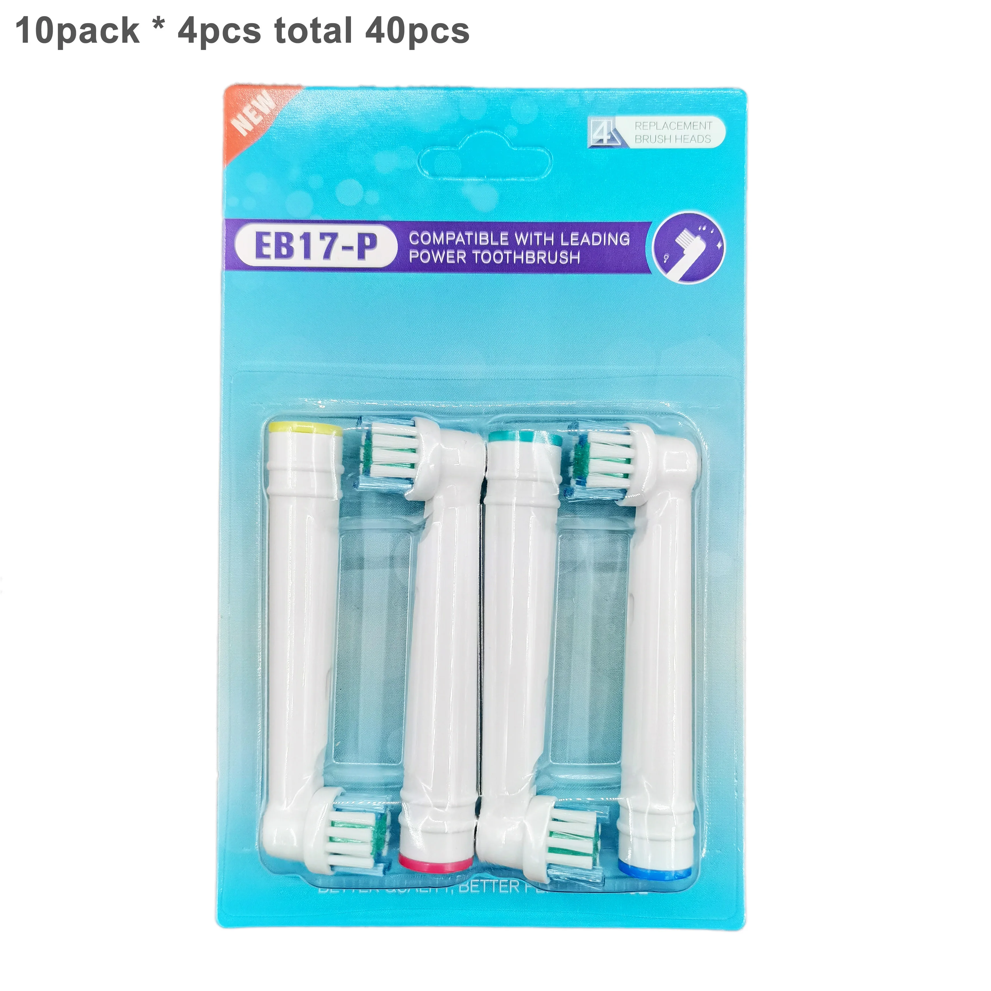 40pcs VIP Tu for Oral B Electric Toothbrush Replacement Brush Heads, Sensitive brush heads Extra soft bristles D25 D30 D32