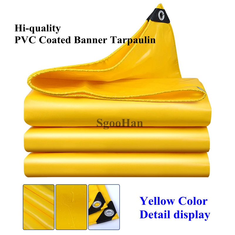 Yellow 0.45mm PVC Coated Banner Tarpaulin Oilcloth Rainproof Cloth Outdoor Awning Waterproof Oxford Cloth Sunshade Sail Shelter