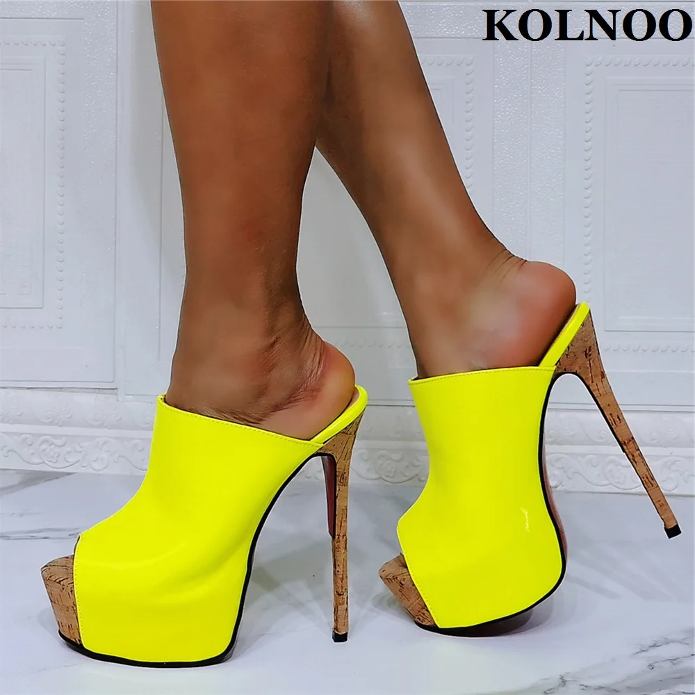 

Kolnoo Real Pictures Womens High Heels Slippers Peep-Toe Sexy Evening Club Platform Summer Sandals Fashion Dance Slipper Shoes