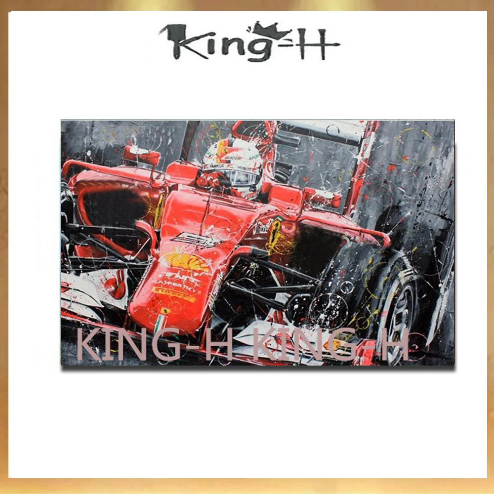 

Pintura al óleo de coche de deportes de alta calidad pintada a mano de artista superior en lienzo hermoso arte Pop de carreras R