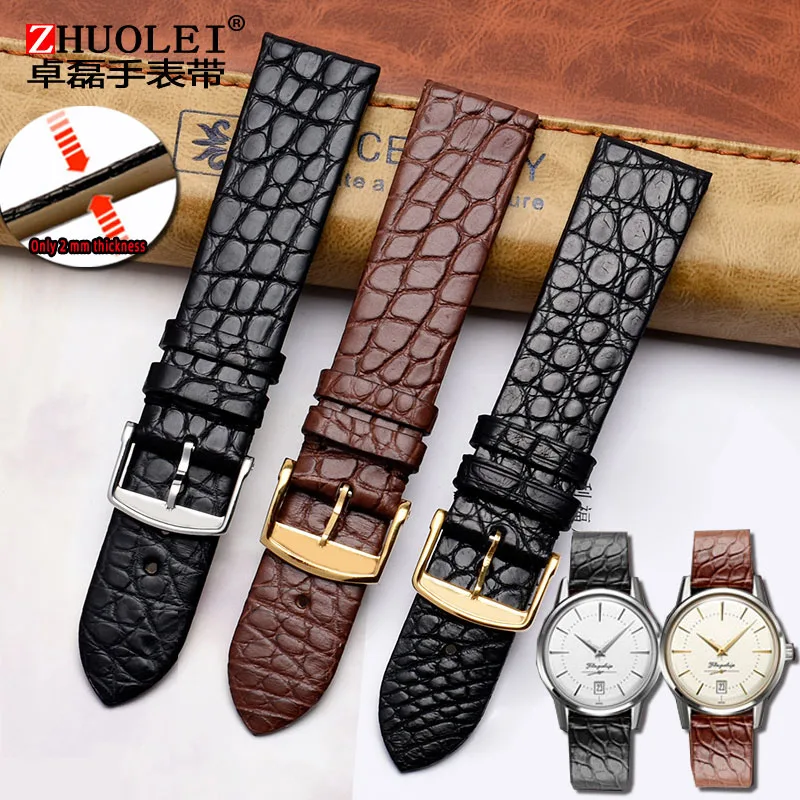 For any luxurious wristband genuine Crocodile skin watchband watchband thin leather strap men women 12 13 18 20 22mm Bracelet