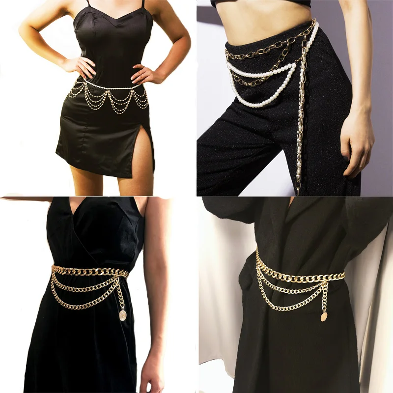 Luxury Women\'s Waist Chain Belt Gold Color Metal Wild Sexy Lady Waist Chains Banquet Dress Charming Ladies Decorative Body Chain