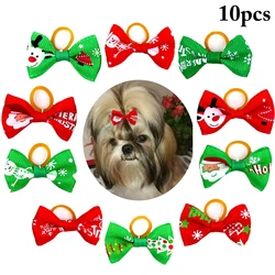 10pcs Christmas Dog Grooming Bows mix Cat dog Hair Bows Small Pog Grooming Accessories Dog Hair Rubber Bands Pet Supplier