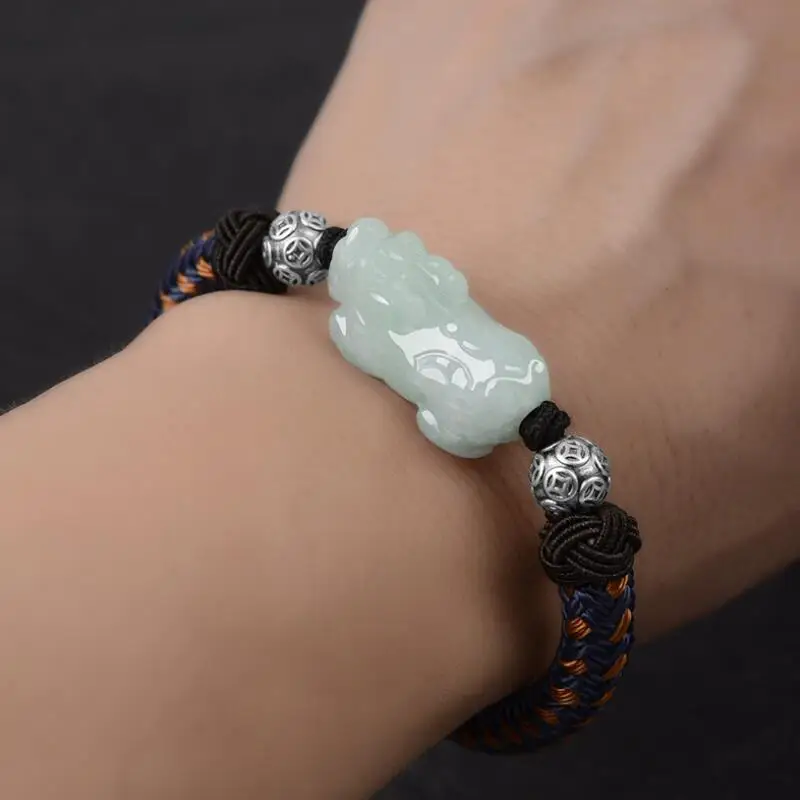 Handmade 999 Silver Wealth-symbol Beads Bracelet Braided Pixiu Bracelet Fengshui Piyao Beaded Good Luck Bracelet