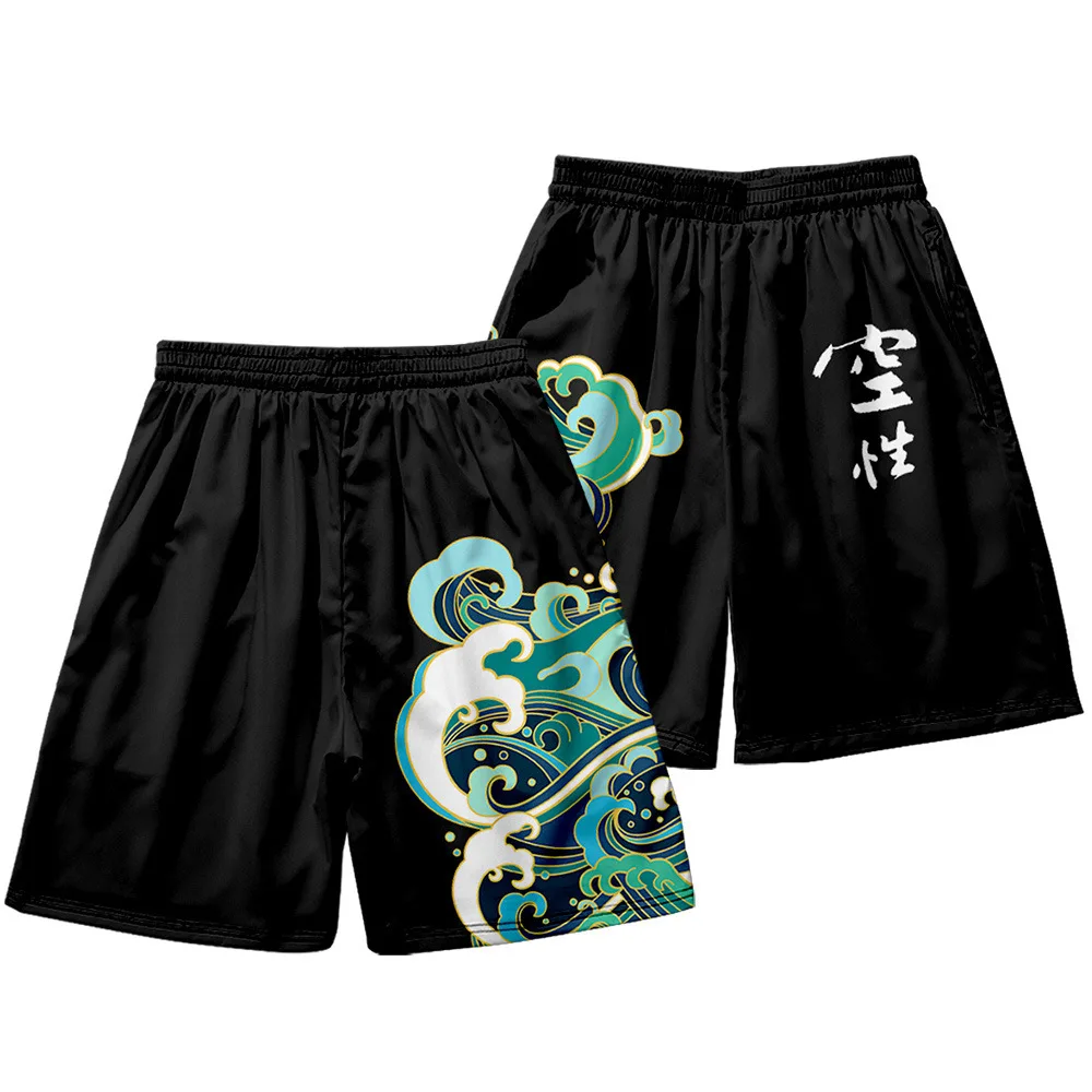 New Fashion Trend Personality Shorts Samurai Black Casual Pants Vacation Beach Pants Men Sport Comfortable Daily Loose Shorts