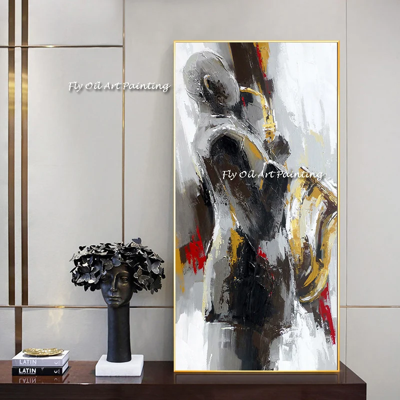 

couple hug sexy naked figure Oil Paintings large size Modern Abstract canvas picture Living Room home Decoration Frameless