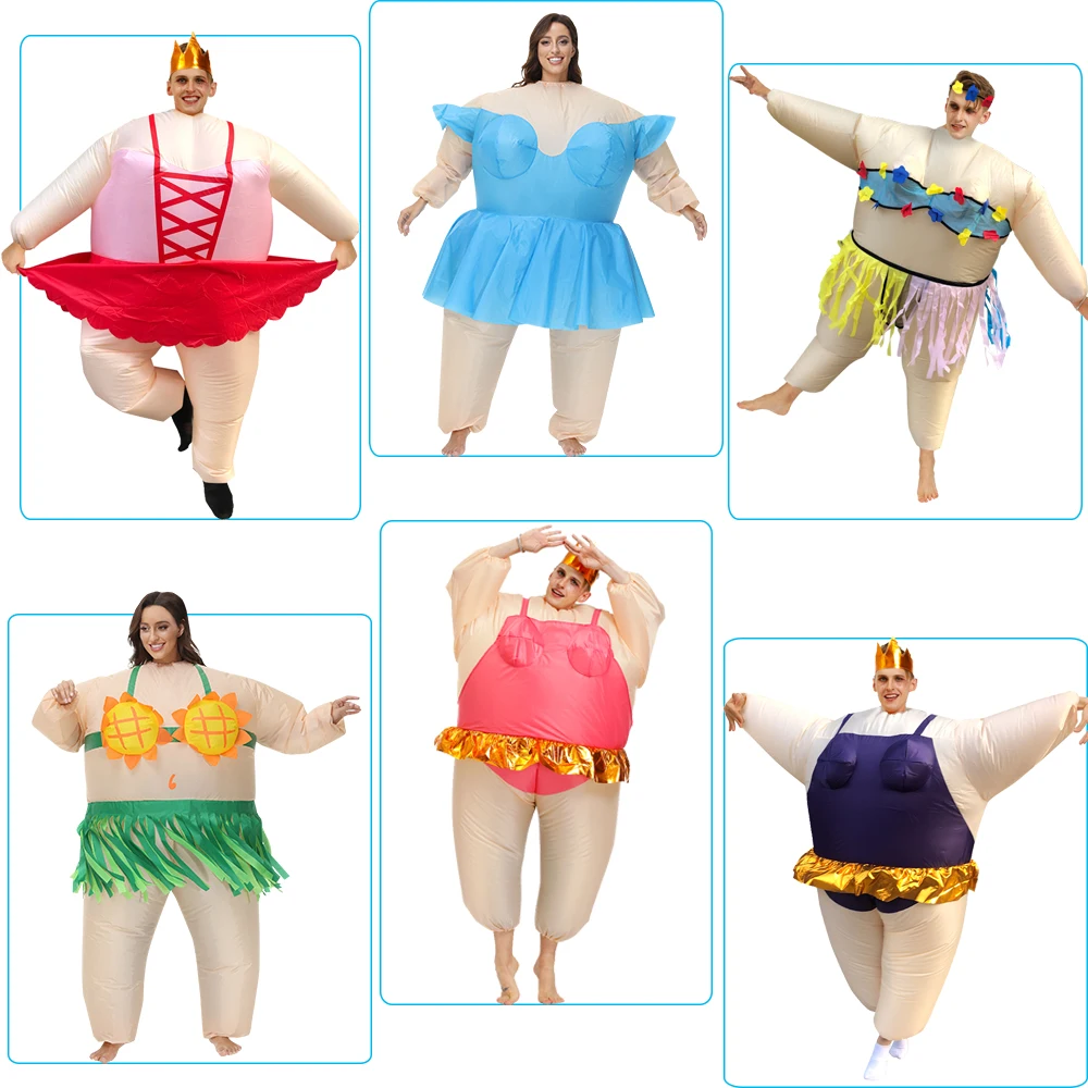 New Adult Cosplay Costumes Suits Women Blue Ballet Dance Inflatable Costumes Halloween Purim Party Funny Disfraz