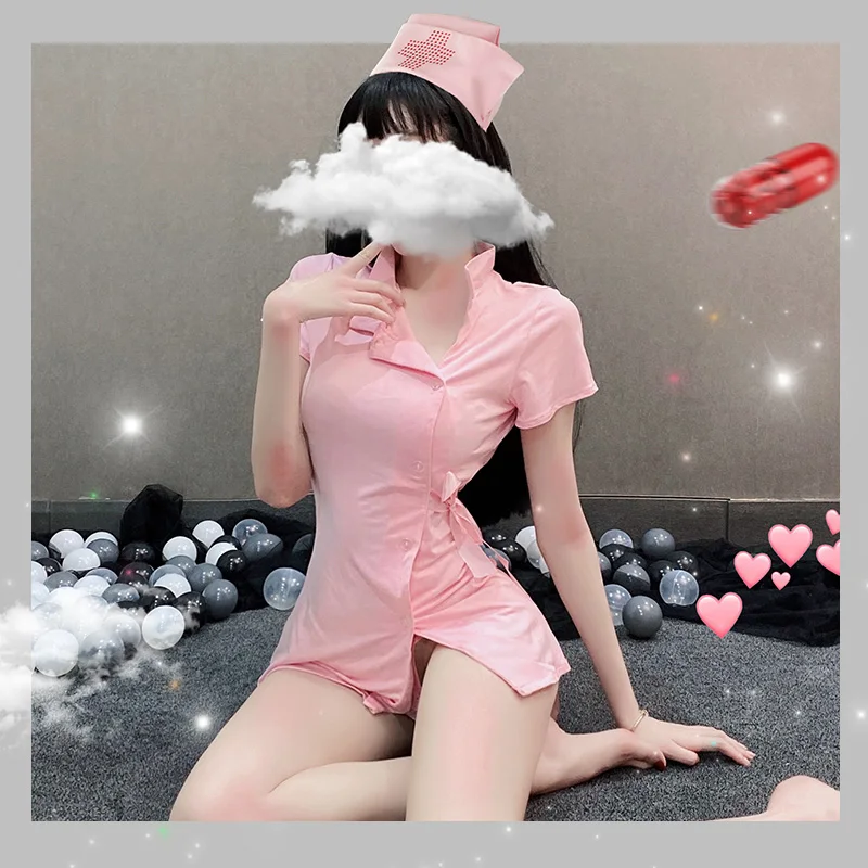 Lencería Sexy para Cosplay, disfraz erótico de enfermera, traje de sirvienta, rosa, Kawaii, Doctor, tentación, Roleplay, lencería para mujer