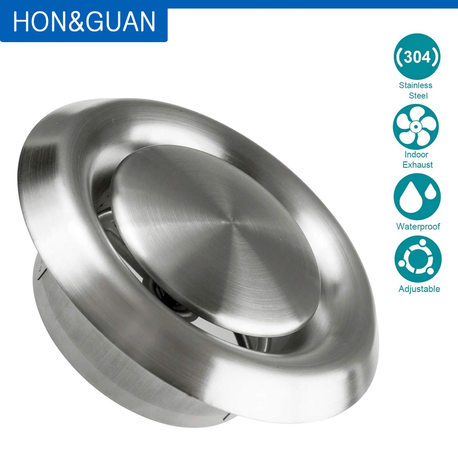 Hon&Guan 5”Stainless Steel Air Vent Round Wall Cover Ventilation for Kitchen Hood External Extractor Outlet Air Exhaust Vent